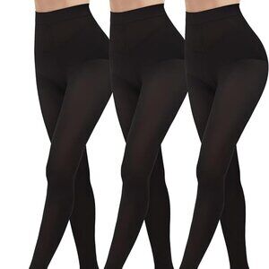 3 Pairs 80D Tights for Women Opaque Black High Waisted Stockings